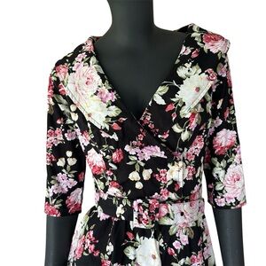 Hell Bunny Vixen Retro Floral Dress Fit & Flare Rockabilly ‘50s-Style